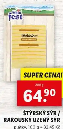 Lidl ŠTÝRSKÝ SÝR/RAKOUSKÝ UZENÝ SÝR, 200 g nabídka