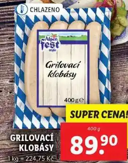Lidl GRILOVACÍ KLOBÁSY, 400 g nabídka