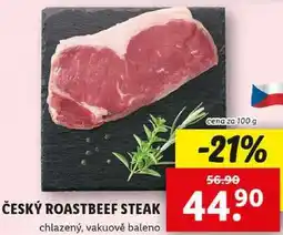 Lidl ČESKÝ ROASTBEEF STEAK, cena za 100 g nabídka