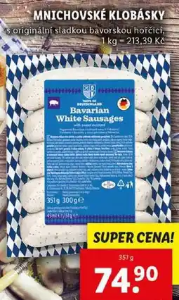 Lidl MNICHOVSKÉ KLOBÁSKY, 351 g nabídka