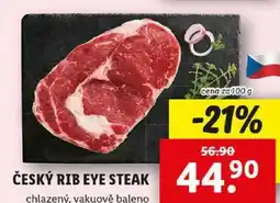 Lidl ČESKÝ RIB EYE STEAK, cena za 100 g nabídka