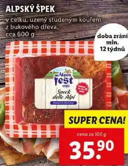 Lidl ALPSKÝ ŠPEK, cena za 100 g nabídka