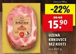 Lidl UZENÁ KRKOVICE BEZ KOSTI, cena za 100 g nabídka