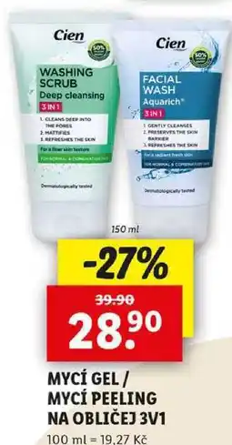 Lidl MYCÍ GEL/MYCÍ PEELING NA OBLIČEJ 3V1, 150 ml nabídka