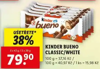 Lidl KINDER BUENO CLASSIC/WHITE, 5x 43 g/5x 39 g nabídka