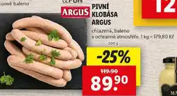 Lidl PIVNÍ KLOBÁSA ARGUS, 500 g nabídka