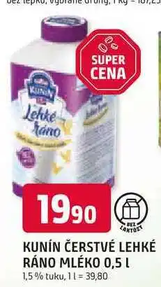 Trefa KUNÍN ČERSTVÉ LEHKÉ RÁNO MLÉKO 0,5 L 1,5% tuku nabídka