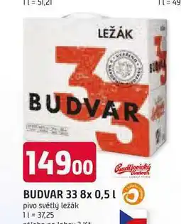 Trefa BUDVAR 33 8x 0,5 L pivo světlý ležák nabídka