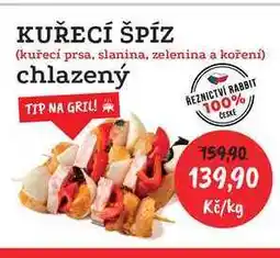 KUŘECÍ ŠPÍZ (kuřecí prsa, slanina, zelenina a koření) chlazený 1kg