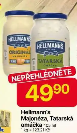 Hruška Hellmann's majonéza, tatarská omáčka 405ml, vybrané druhy nabídka