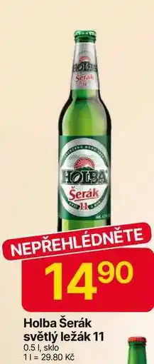 Hruška Holba Šerák světlý ležák 11° 0.5 I, sklo nabídka