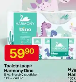 Hruška Toaletní papír Harmony Dino 8 ks, 3-vrstvý s potiskem nabídka