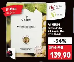 Kaufland VINIUM různé druhy 3 l Bag in Box nabídka