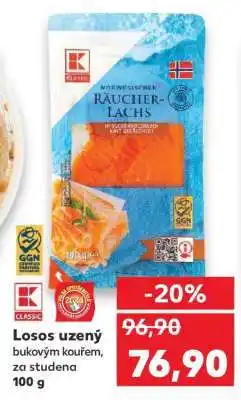 Kaufland Losos uzený bukovým kouřem, za studena 100 g nabídka