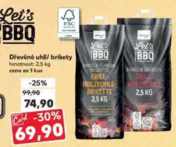 Kaufland Dřevěné uhlí, brikety nabídka