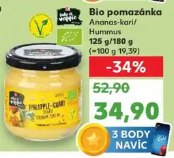 Kaufland Bio pomazánka Ananas-kari/Hummus nabídka