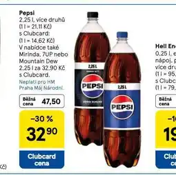 Tesco Pepsi, mirinda, 7up, mountain dew nabídka