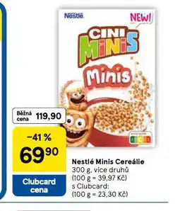 Tesco Nestlé minis cereálie nabídka