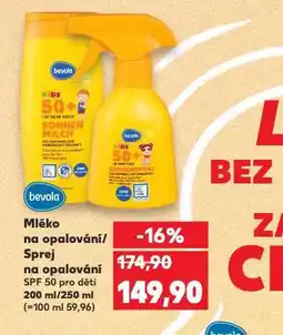 Kaufland Bevola mléko na opalování / sprej na opalování nabídka