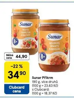 Tesco Sunar příkrm nabídka