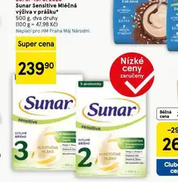 Tesco Sunar sensitive mléčná výživa v prášku nabídka