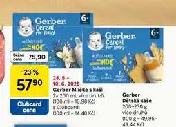 Tesco Gerber mlíčko s kaší nabídka