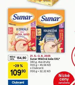 Tesco Sunar mléčná kaše xxl nabídka
