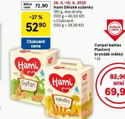 Tesco Hami dětské sušenky nabídka