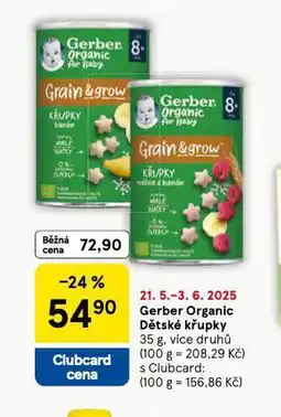 Tesco Gerber organic dětské křupky nabídka