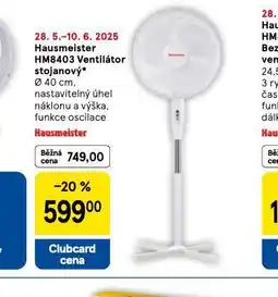 Tesco Hausmeister stojanový ventilátor nabídka