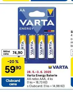 Tesco Varta energy baterie nabídka