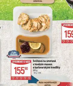 Globus Svíčková na smetaně s hovězím masem a karlovarskými knedlíky nabídka