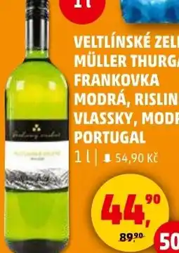 Penny Market Veltlínské zelené, müller thurgau, frankovka modrá, risling vlassky, modrý portugal nabídka