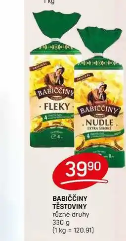 Flop BABIČČINY TĚSTOVINY různé druhy 330 g nabídka