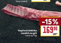 Billa Vepřová žebírka masitá na gril cena za 1 kg nabídka