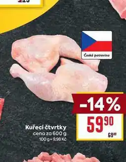 Billa Kuřecí čtvrtky cena za 600 g nabídka