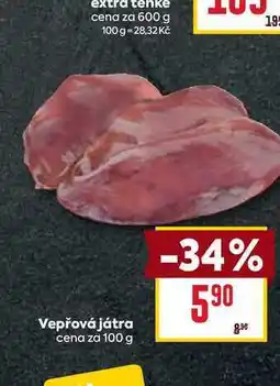 Billa Vepřová játra cena za 100 g nabídka