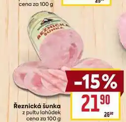 Billa Řeznická šunka z pultu lahůdek cena za 100 g nabídka