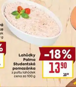Billa Lahůdky Palma Studentská pomazánka z pultu lahůdek cena za 100 g nabídka