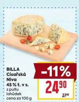 Billa BILLA Císařská Niva 45% t. vs. z pultu lahůdek cena za 100 g nabídka