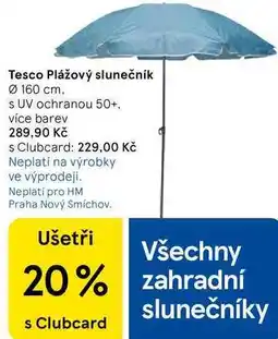 Tesco Tesco Plážový slunečník Ø160 cm. s UV ochranou 50+, více barev nabídka