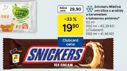 Tesco Snickers Mléčná zmrzlina s arašídy a karamelem s kakaovou polevou, 53 ml nabídka