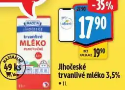 Albert Jihočeské trvanlivé mléko 3,5% nabídka