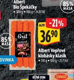 Albert Albert Vepřové klobásky klasik 170 g nabídka