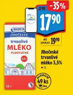 Albert Jihočeské trvanlivé mléko 3,5% nabídka