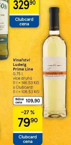 Tesco Vinařství Ludwig Prime Line, 0,75 l nabídka