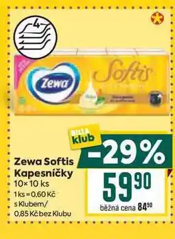 Billa Zewa Softis Kapesníčky 10x 10 ks nabídka