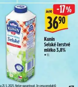 Albert Kunín Selské čerstvé mléko 3,8% nabídka