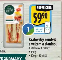 Albert Královský sendvič s vejcem a slaninou nabídka
