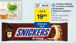 Tesco Snickers Mléčná zmrzlina s arašídy a karamelem s kakaovou polevou nabídka